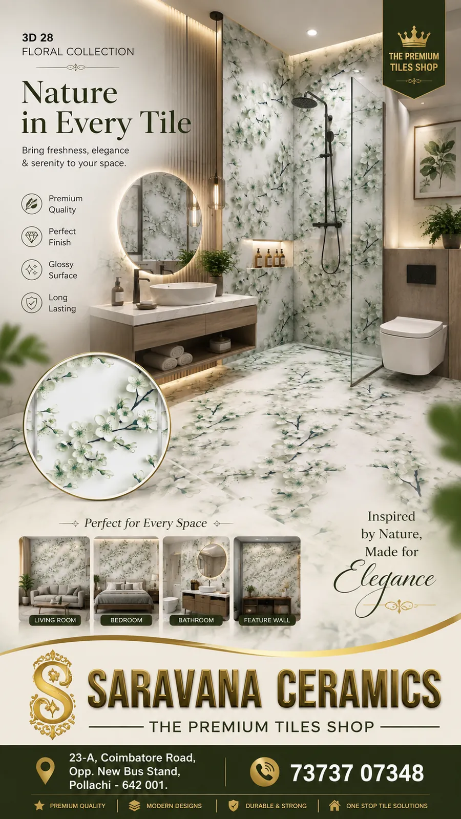 Nature in Every Tile tiles at Saravana Ceramics