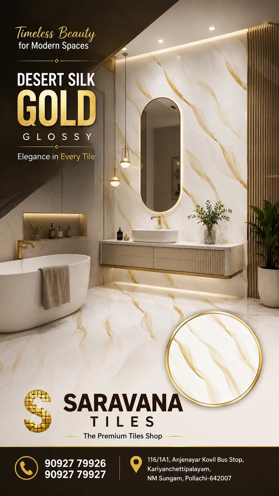 Desert Silk Gold tiles at Saravana Ceramics