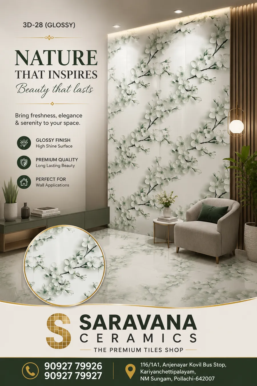 Nature That Inspires tiles at Saravana Ceramics