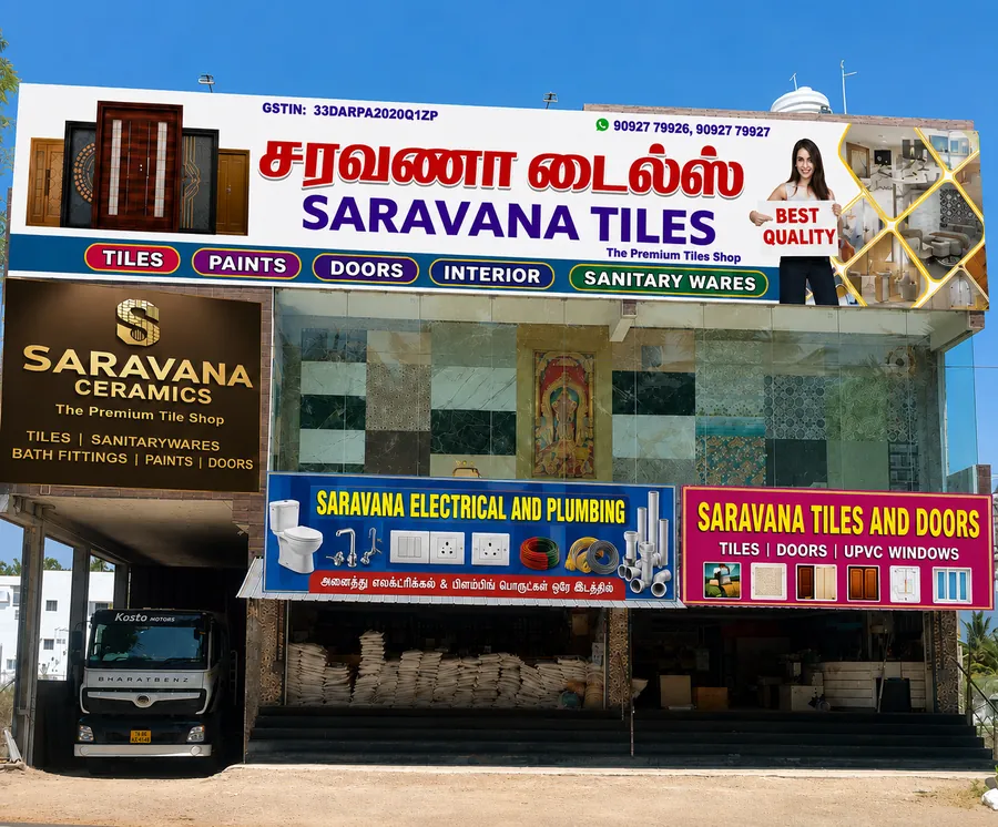 Saravana Ceramics tiles showroom at NM Sungam, Pollachi