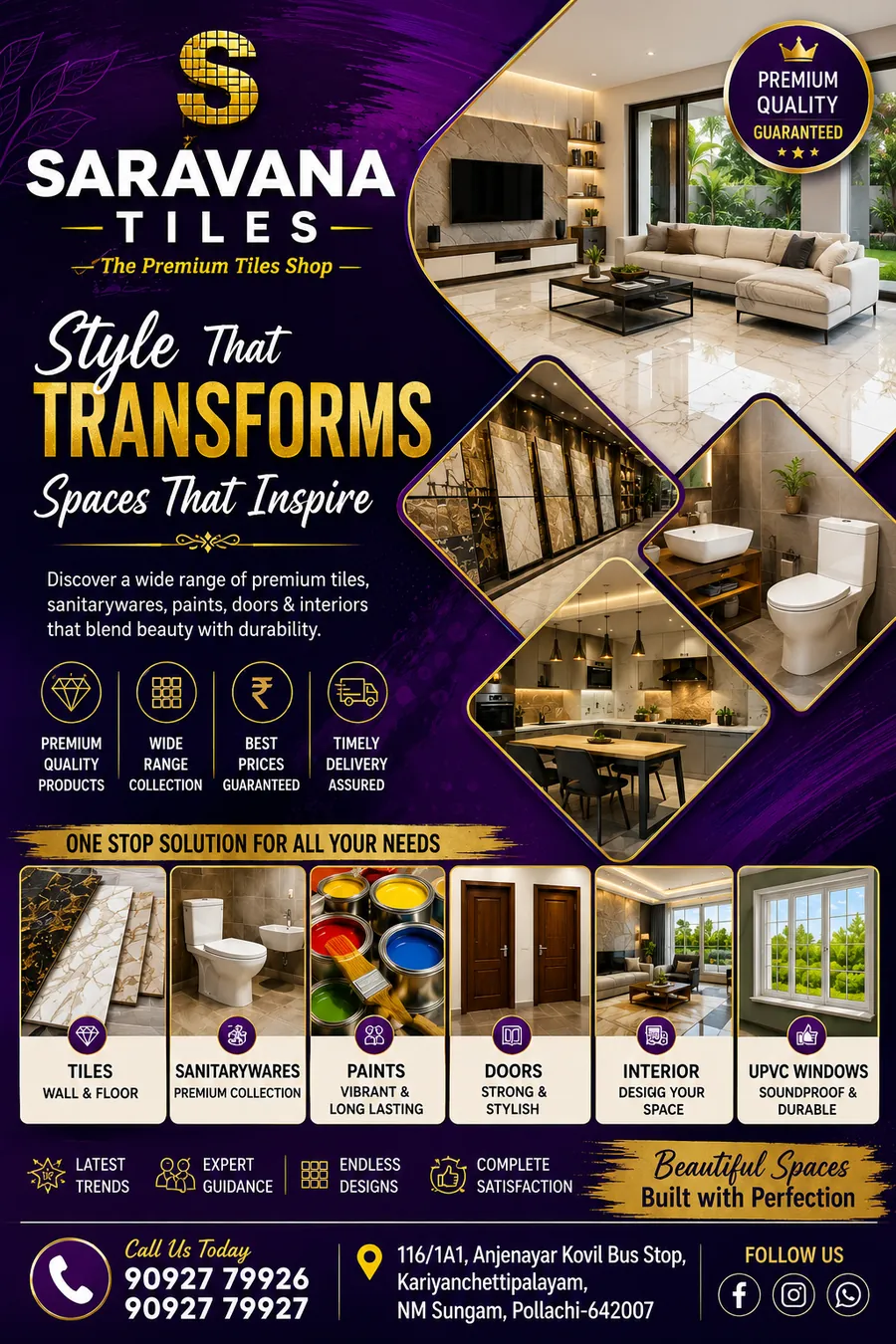 Premium sanitaryware and bathroom fittings collection at Saravana Ceramics